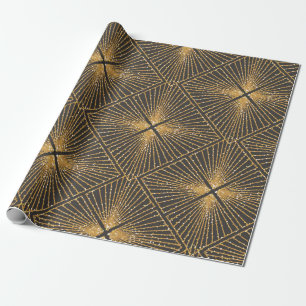 Papel De Presente Arte Deco Padrão Geométrico Sem Olhos. Elegante 