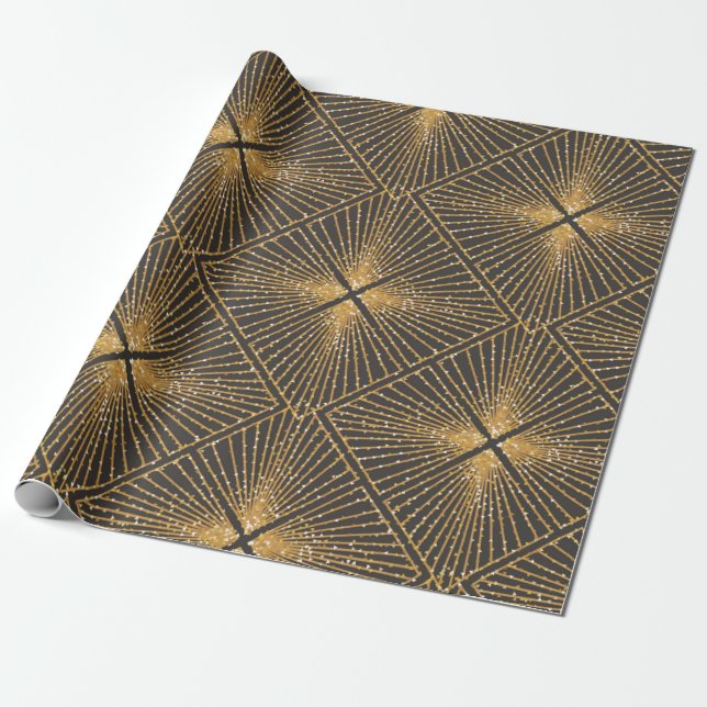 Papel De Presente Arte Deco Padrão Geométrico Sem Olhos. Elegante Wa (Desenrolado)