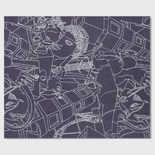 Papel De Presente Arte Deco Romano SPQR Estética Roxo Escuro Arte