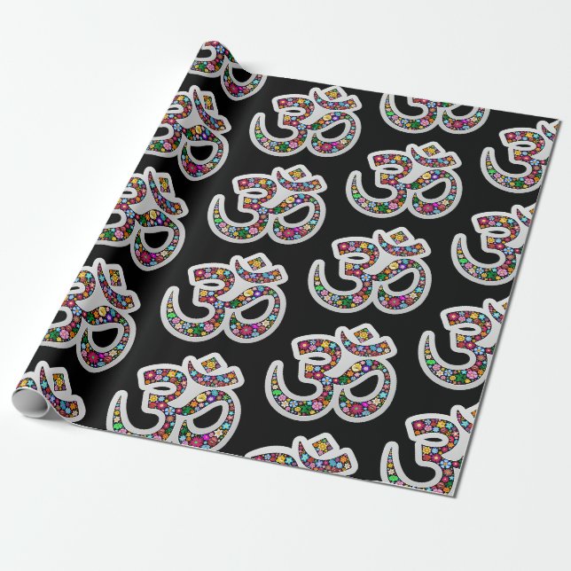 Papel De Presente Arte do Símbolo Floral Namaste (Desenrolado)