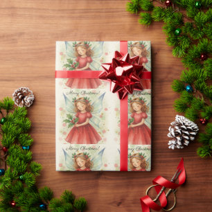 Papel De Presente Arte em Aquarela de Fada de Natal