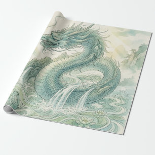 Papel De Presente Arte em Aquarela do Dragão Raposa Místico (2)