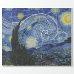 Papel De Presente  Arte Encontra Matemática, Van Gogh Conhece Placa<br><div class="desc">Vincent van Gogh encontra Leonardo Fibonacci. Espiral Fibonacci sobreposta a elementos da famosa pintura de van Gogh.</div>