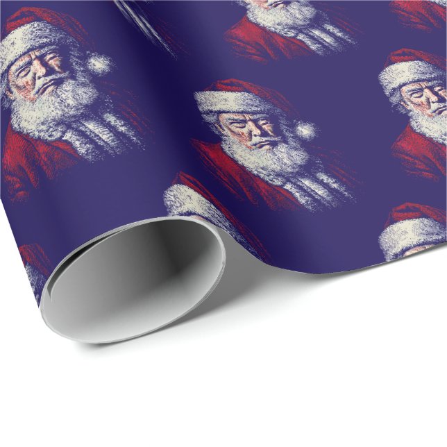 Papel De Presente Arte engraçada de Natal do rosto de Trump com chap (Ponta do rolo)