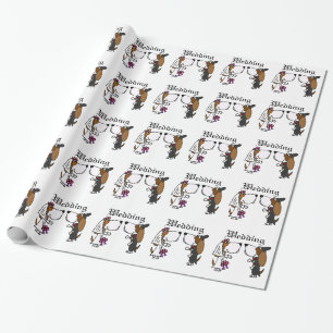 Papel De Presente Arte engraçada do casamento dos noivos de Basset