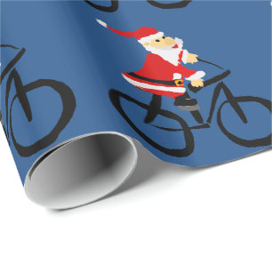 Papel De Presente Arte engraçada do Natal da bicicleta da equitaç