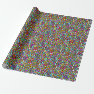 Papel De Presente Arte Fantástica de Esboço - Flores de Abstrato 1