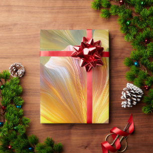 Papel De Presente Arte Floral Abstrata com Pétalas Amarelas