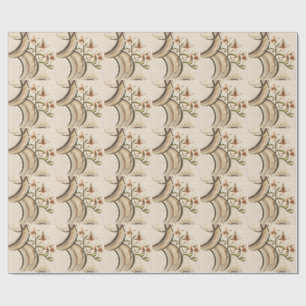 Papel De Presente Arte Floral Abstrata Terrosa & Caligrafia Linhas P