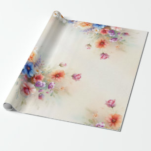 Papel De Presente Arte Floral Aquarela Elegante Modelo Moderno Prese
