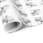 Papel De Presente Arte floral elegante de cor branca-preta<br><div class="desc">Pintor branco e preto elegante original clássico e branco de pénia.</div>
