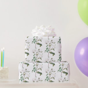 Papel De Presente Arte Floral Flor Flor do Jardim Rosa Branco