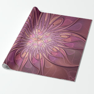 Papel De Presente Arte floral fractal moderna abstrata cores de frut