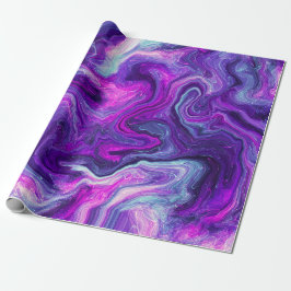 Papel De Presente Arte Fluida Rosa, Azul, Marble Rosa, Aniversário