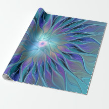Arte fractal abstrata do sonho da flor roxa azul