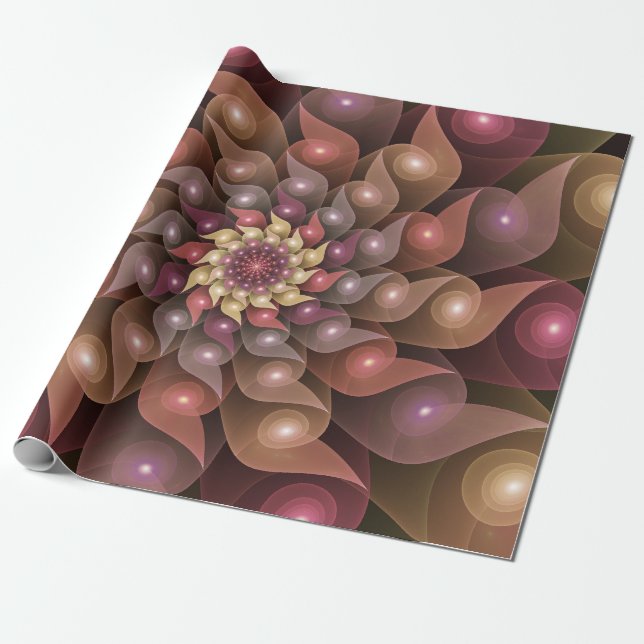 Papel De Presente Arte fractal abstrata moderna surreal brilhante Fl (Desenrolado)