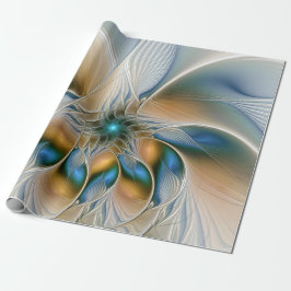 Papel De Presente Arte Fractal, Abstrato Fantasia, Com Azul