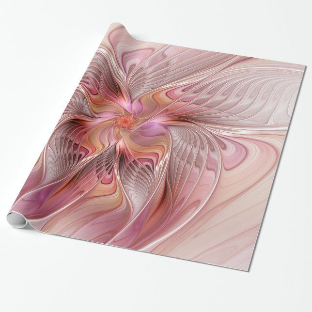 Papel De Presente Arte Fractal de Fantasia Borboleta Colorida Abstra (Desenrolado)
