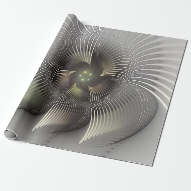 Papel De Presente Arte Fractal de Forma 3D Abstrata Moderna (Desenrolado)