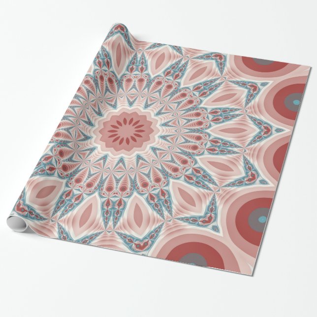 Papel De Presente Arte Fractal do Caleidoscópio Moderno em greve (Desenrolado)