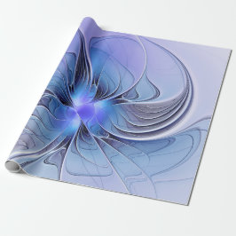 Papel De Presente Arte fractal moderna abstrata azul lavanda