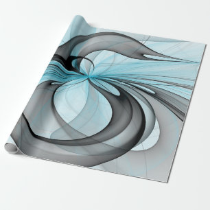 Papel De Presente Arte Fractal Moderno Abstrato Antracito Cinza Azul
