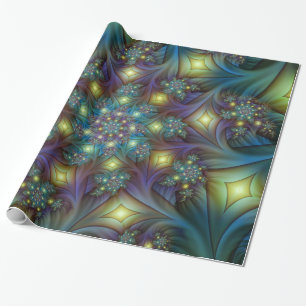 Papel De Presente Arte Fractal Roxa Roxa Abstrato brilhante iluminad