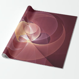 Papel De Presente Arte fractal vermelha de vinho moderna e elegante 