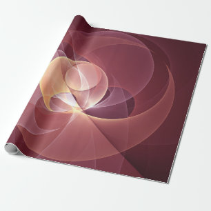 Papel De Presente Arte fractal vermelha de vinho moderna e elegante