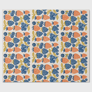 Papel De Presente Arte Frutífera com Impressão em Bloco - Botânica d