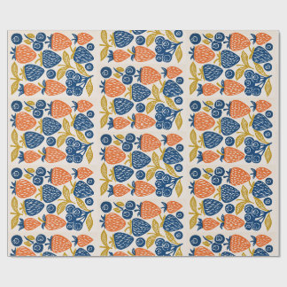 Papel De Presente Arte Frutífera com Impressão em Bloco - Botânica d