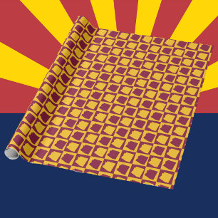 Papel De Presente Arte Geométrica Pop Arizona Padrão Marrom e Dourad