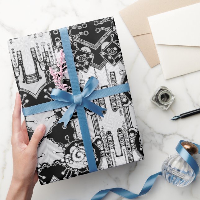 Papel De Presente Arte Geométrica Preta E Branca 4 (Presentear)