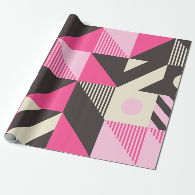 Papel De Presente Arte geométrica simples com blocos negritos editáv (Desenrolado)
