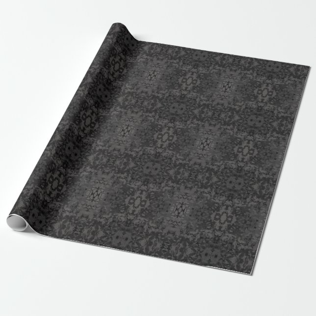 Papel De Presente Arte Gráfico Abstrato Preto e Cinza Design (Desenrolado)