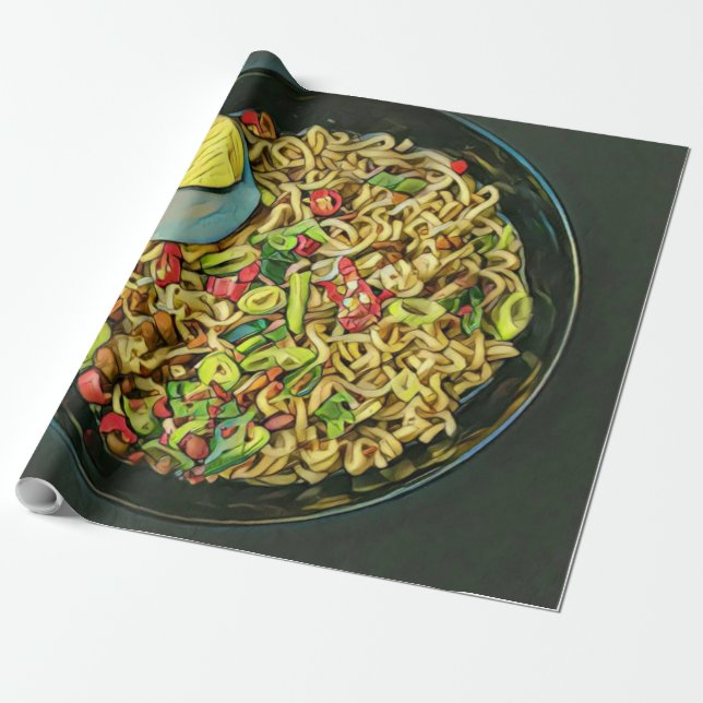 Papel De Presente Arte Japonesa Para Amantes De Comida (Desenrolado)