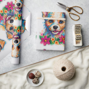 Papel De Presente Arte Lápida Cachorro Pequena E Bonita