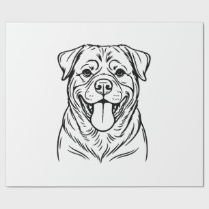 Papel De Presente Arte linear de cão Rottweiler � arte minimalista l