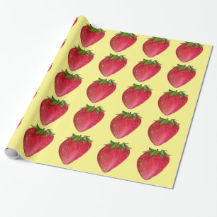 Papel De Presente Arte macro de fruta aquosa Juicy Strawberry