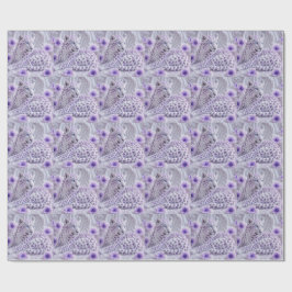 Papel De Presente Arte Majestosa de Leopardo Revestido de Joias Roxa