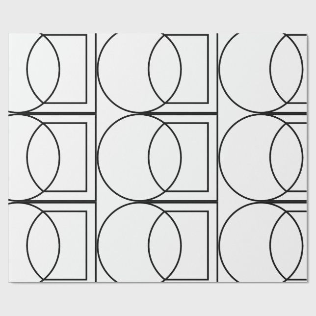 Papel De Presente Arte Moderna de Círculo Quadrado Abstrato (Aberto)