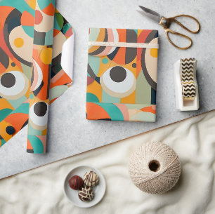 Papel De Presente Arte Moderna de Meados do Século, Várias Cores, Ge