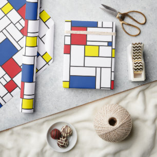 Papel De Presente Arte Moderna De Stijl Geométrica Minimalista Mondr