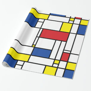 Papel De Presente Arte Moderna De Stijl Geométrica Minimalista Mondr