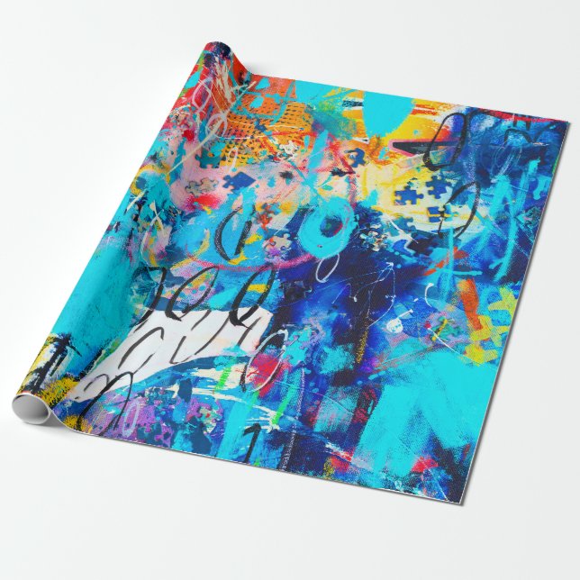 Papel De Presente  Arte moderna multicoloração mestiça c (Desenrolado)