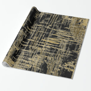 Papel De Presente Arte Moderna Preta e Dourada