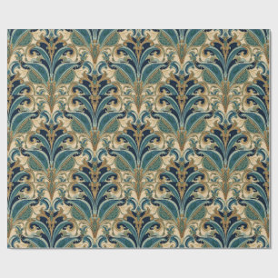 Papel De Presente Arte Novo Deco Majólica Floral Artesanal Vintage
