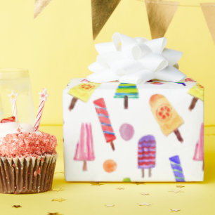 Papel De Presente Arte Original Custa do Sorvete de Aquarela Retroat