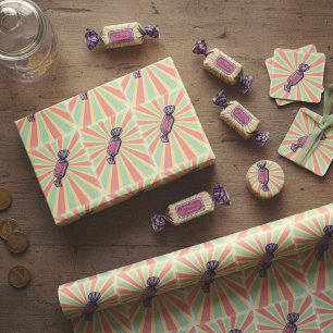 Papel De Presente Arte Pop Vintage de Doces Embrulhados