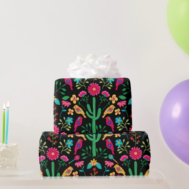 Papel De Presente Arte Popular Tradicional Mexicano Cores Vibrantes  (Presentes para festas)